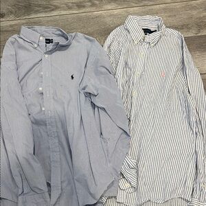 Polo Ralph Lauren Blue and White Striped Button Down Shirts